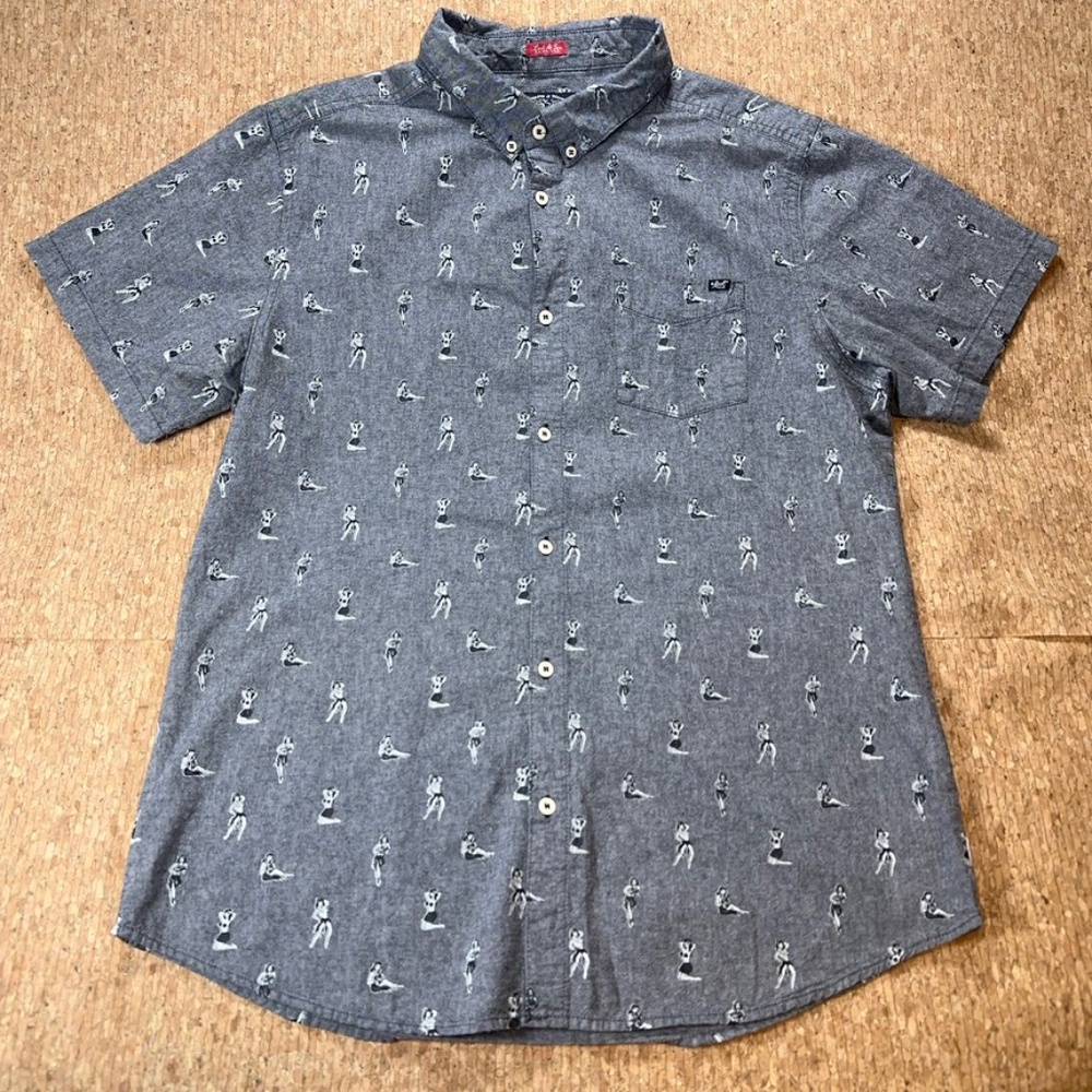 Lost Gray Casual Button Down Shirt